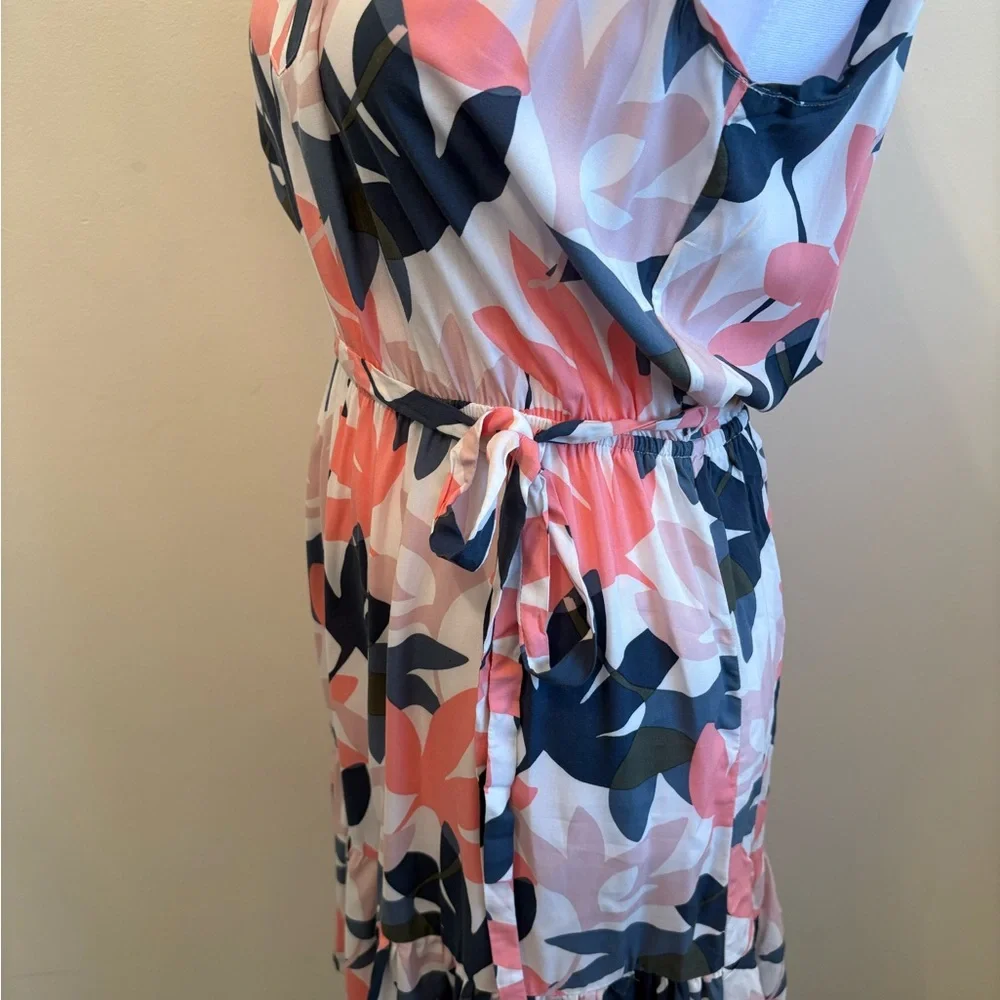 XS Loft Floral Flutter Sleeve Belted Dress New